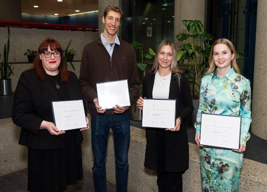 Four first-year teachers were recognized with the Edwin Parr Award: Timon Mueller from Greenview School, Bridget Jessome from Hillview School, Shaeleigh Kokot from Joey Moss School, and Kate Jolicoeur from Soraya Hafez School.