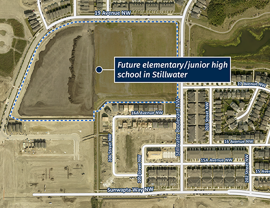 Map showing the location of the newly announced future elementary/junior high school in Stillwater